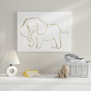 HONEYBEE NURSERY Line Elephant Canvas Art