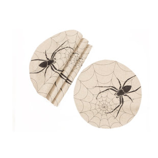 XIA HOME FASHIONS Linen Embroidered Round Placemat (Set of 4)