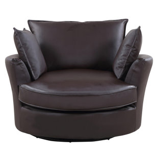 EBERN DESIGNS Barga Faux Leather Swivel Accent Chair