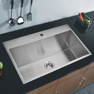 DCOR DESIGN 33'' L Drop-In Single Bowl Stainless Steel Kitchen Sink