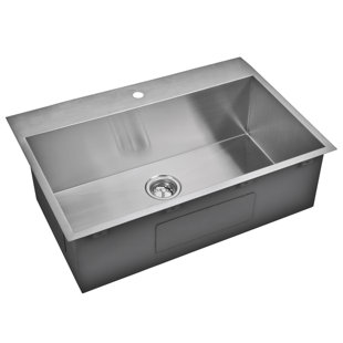 DCOR DESIGN 33" L x 22" W Drop-In Kitchen Sink with Basket Strainer