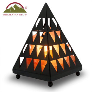 CORRIGAN STUDIO® Loxhill Himalayan Glow Pyramid Style Crystal Salt Night Light with Pink Salt Chunks, Unique Light Ambience
