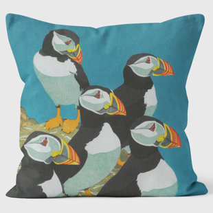 WE LOVE CUSHIONS Five Puffins - Robert Gillmor Cushion