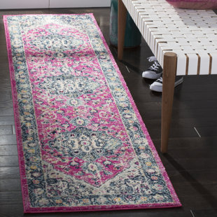 WILLISTON FORGE Forsan Persian Machine Woven Hand Hooked Fuchsia Area Rug