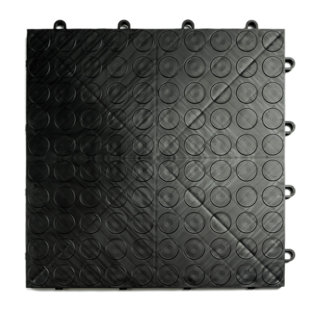 BIGFLOORS GarageDeck Coin Pattern, Durable Copolymer Interlocking Modular Non-Slip Garage Flooring Tile, Black