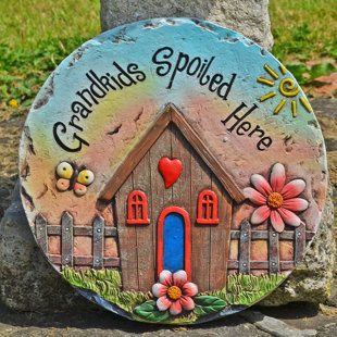 HAPPY LARRY Cotten "Grandkids Spoiled Here" Garden Stepping Stone