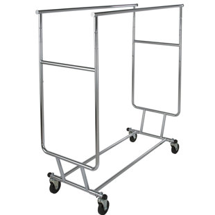 REBRILLIANT Balhi Double Rail 55" W Rolling Clothing Rack