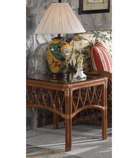 SOUTH SEA RATTAN Glass Top End Table