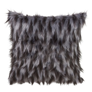 SARO Chevron Faux Fur Throw Pillow