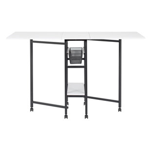 SEWINGRITE 60'' x 36'' Foldable Metal Sewing Table with Sewing Machine Platform and Wheels