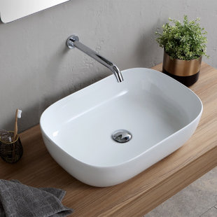 Scarabeo By Nameeks 15.4'' Glossy White Ceramic Oval Vessel Bathroom Sink