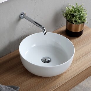 Scarabeo By Nameeks 15.4'' Glossy White Ceramic Circular Bathroom Sink with Overflow