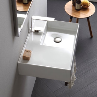 Scarabeo By Nameeks 17.3'' Glossy White Ceramic Rectangular Wall Mount Bathroom Sink with Overflow