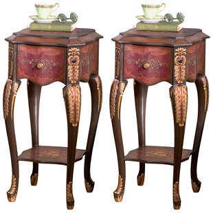 DESIGN TOSCANO Floral Bouquet Chiffoniere End Table (Set of 2)