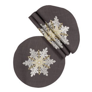XIA HOME FASHIONS Polyester Abstract Round Placemat (Set of 4)