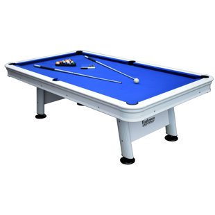 HATHAWAY GAMES Hathaway Alpine 8-ft Outdoor Pool Table with Aluminum Frame and Waterproof, UV-Resistant Felt - Includes Accessories, White
