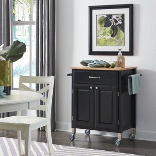 CHARLTON HOME® Hamilton Solid Wood Top Kitchen Cart