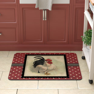LAUREL FOUNDRY MODERN FARMHOUSE® Rapp Polka Dot Rooster Kitchen Mat