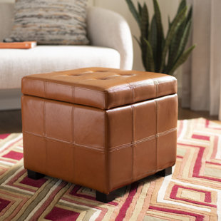 EBERN DESIGNS Graysie Faux Leather Ottoman