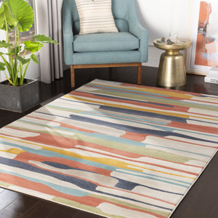 SURYA Striped Machine Woven Machine Woven / Power Loomed Area Rug