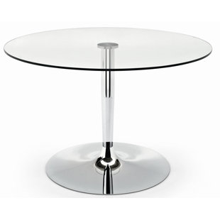 CONNUBIA Planet Round Table with Glass Top and Pedestal Base