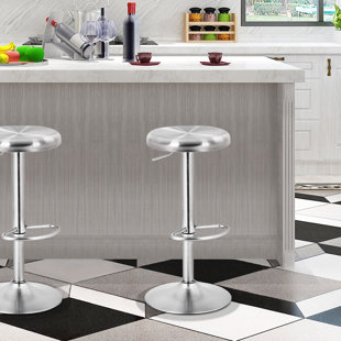 ORREN ELLIS Silvia Swivel Adjustable Height Counter Stool with Metal Frame