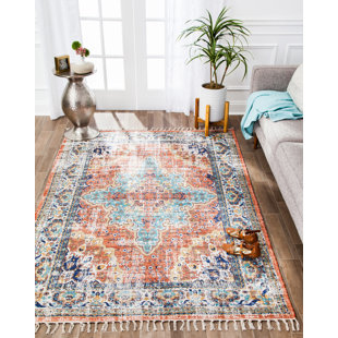 BUNGALOW ROSE Glendo Handmade Flatweave Orange/Gray/Teal/Blue/Cream Rug