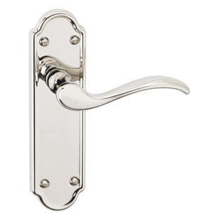 URFIC Lisbon Lever Latch Door Handle, Polished Nickel (Set of 2)
