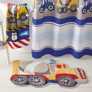 DREAM FACTORY Trains And Trucks Cotton Bath Rug