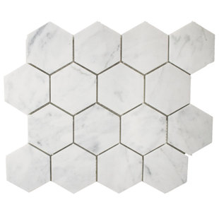 MATRIX STONE USA Carrara 3" x 3" Marble Honeycomb Mosaic Wall & Floor Tile