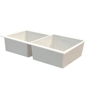 TRANSOLID 32.83'' L Double Bowl Granite Kitchen Sink