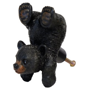 DE LEON COLLECTIONS Polyresin Black Bear Playing Handstand Decorative Drawer Pull Knob (Set of 2)