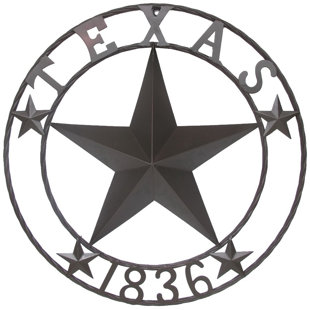 MILLWOOD PINES Metal Western Texas Lone Star 1836 Circle Sign Wall Mounted Outdoor Décor