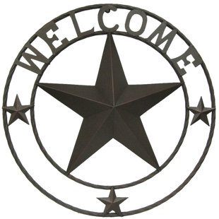 MILLWOOD PINES Metal Western Lone Star Welcome Circle Sign Wall Mounted Outdoor Décor