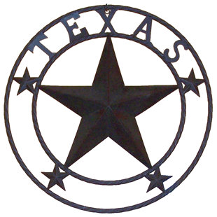 MILLWOOD PINES Texas Circle Sign with Lone Star Accent Metal Circle Hanging Outdoor Wall Décor