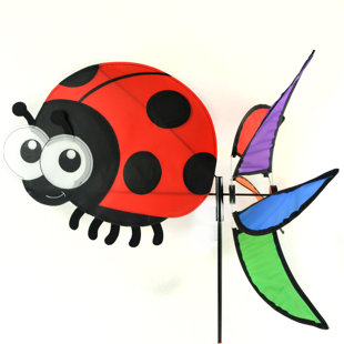 MIDWEST DESIGN IMPORTS Lady Bug Spinner 2-Sided Polyester 38 x 24 in. Garden Flag