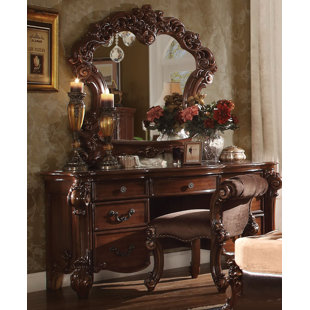 BLOOMSBURY MARKET Amalburga Solid Wood Vanity Stool