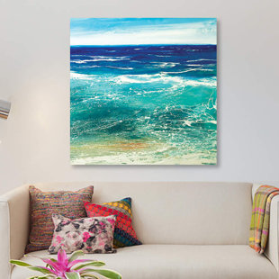 HOUSE OF HAMPTON 'Transparent Azur' by Michael Sole Graphic Art Print on Wrapped Canvas