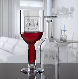 GODINGER SILVER ART CO Vintage Wine Bottle Wine Glass 9.5 oz (Set of 2)