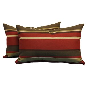 BLAZING NEEDLES Striped Indoor/Outdoor Reversible Throw Pillow (Set of 2)