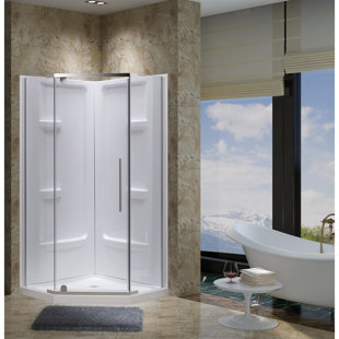 JADE BATH Aspen 38" W x 38" D x 73" H Framed Neo Angle Pivot Shower Enclosure with Base Included