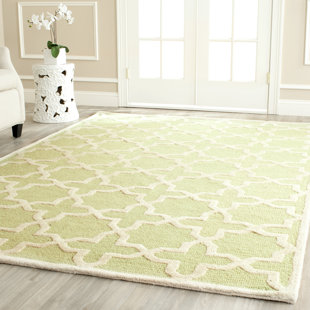 CANORA GREY Von Hand-Tufted Wool Light Green/Ivory Area Rug