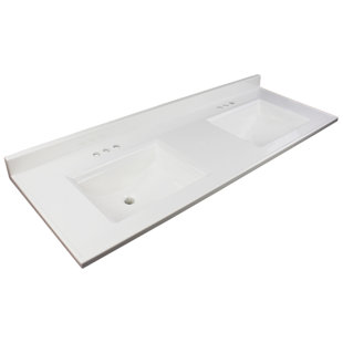 TRANSOLID Camila 61'' Marble Double Bathroom Vanity Top with Sink
