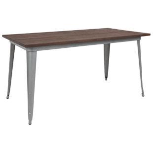 WILLISTON FORGE Oxfordshire 30.25" x 60" Rectangular Metal Indoor Table with Rustic Wood Top
