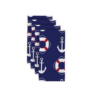 FABRIC TEXTILE PRODUCTS, INC. Nautical Anchors and Life Savers 18" Napkins (Set of 12)