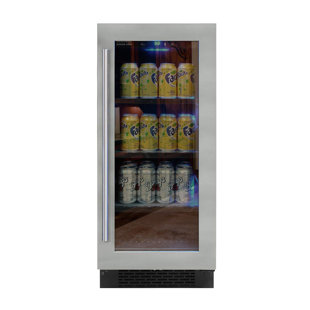 Vinotemp 14.93'' W Convertible 86 Cans (12 oz.) 3.3 Cubic Feet Beverage Cooler with Glass Door
