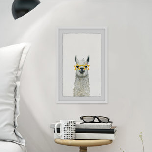 HONEYBEE NURSERY 'Yellow Star Llama' Framed Art