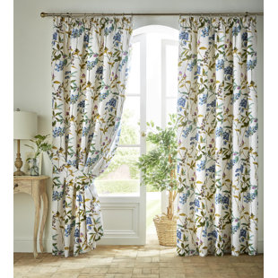 ASHLEY WILDE CURTAINS Rosemary Cotton Room Darkening Pinch Pleat Curtain Pair (Set of 2)