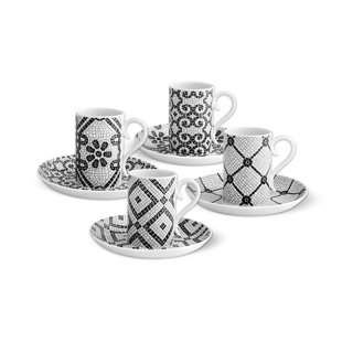 VISTA ALEGRE Calçada Portuguesa 4 Piece Coffee Mug & Saucer Set