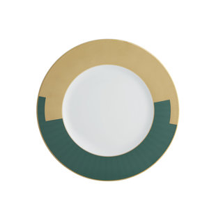 VISTA ALEGRE Emerald Porcelain China Matte Gold/Dark Green/White Charger